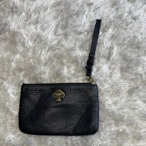 Kate Spade Black Wristlet Spade Metal Tag Logo Wallet